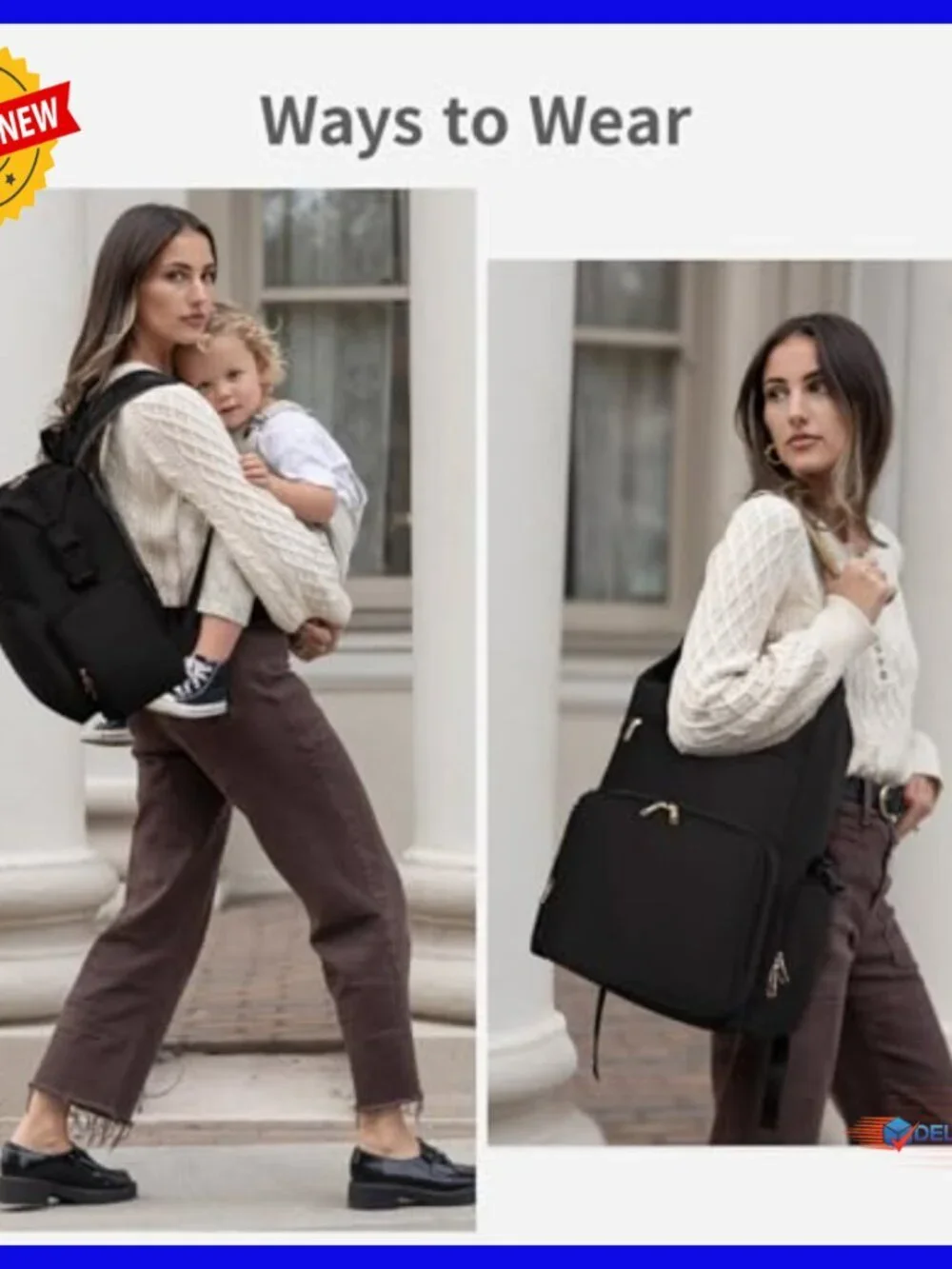 Large Waterproof Neoprene Diaper Backpack with Insulated Pockets Changing Pad